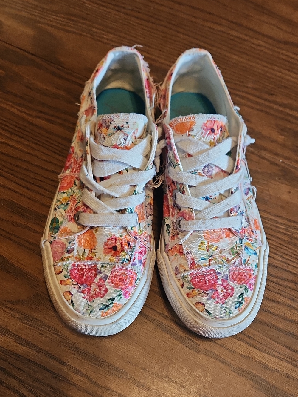 Blowfish Floral Canvas Low-Top Sneakers in Pink, Orange & Teal